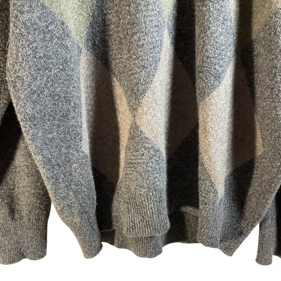 Vintage Clan Douglas Sz M 100% Cashmere Argyle Sweater Made In Scotland Oversize - Picture 3 of 5